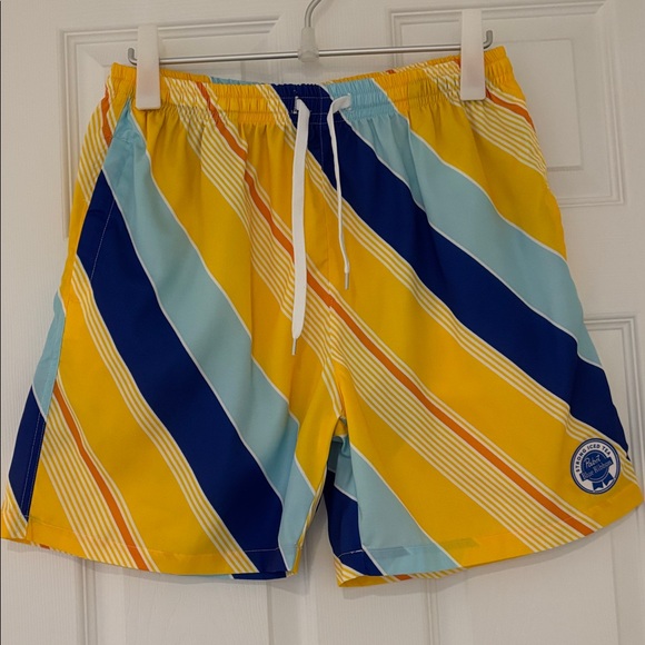 PABST TWO Piece set Hawaiian shirt and board shirts yellow blue size medium - Picture 7 of 11